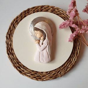 Virgen María Niña rosa porcelana