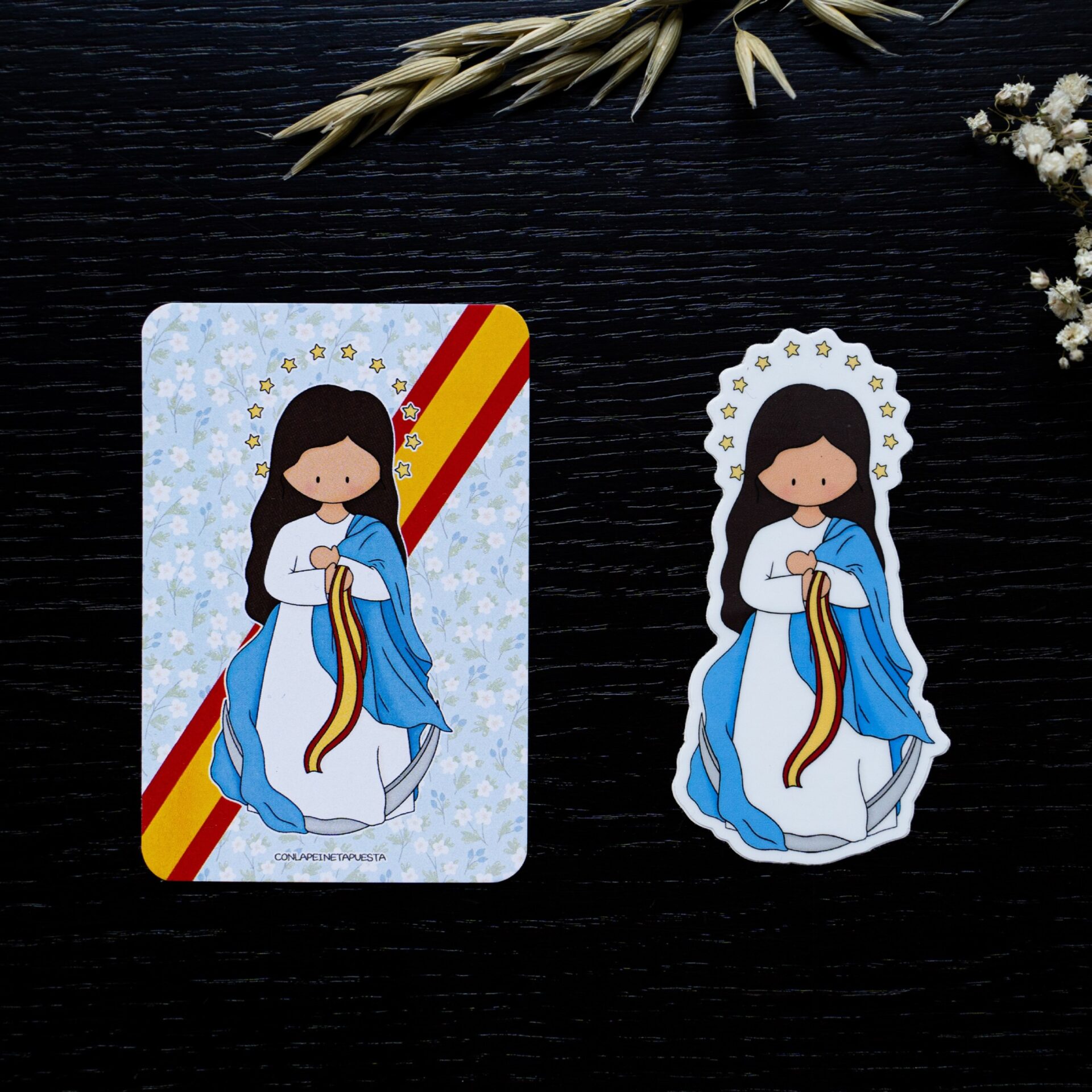 Pegatina Virgen del Pilar azul - Viribel - Regalos Cristianos